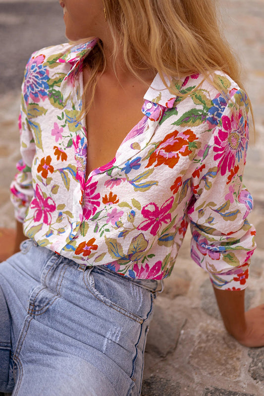 Floral Crinkle Long Sleeve Shirt