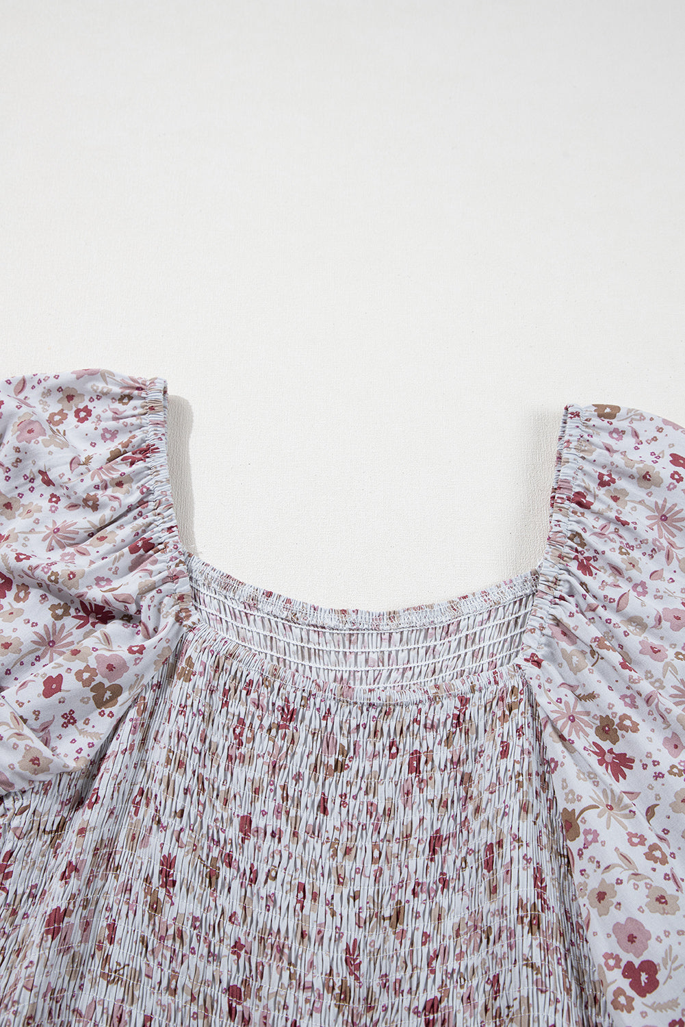 Floral Smocked Short Sleeve Wide Leg Jumpsuit
