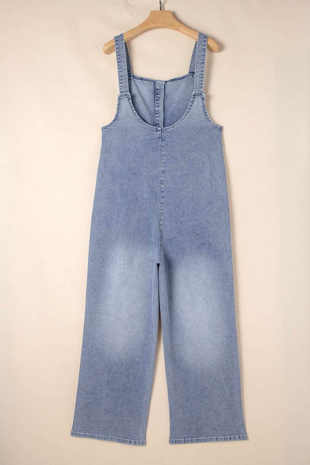 Denim Washed Wide Leg Overalls