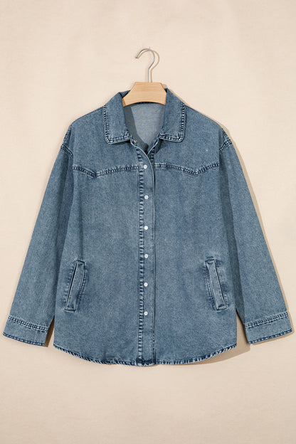 Western Mineral Wash Denim Long Sleeve Shirt Jacket