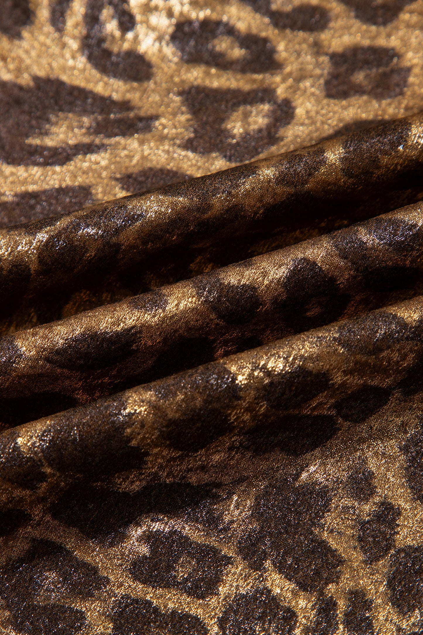 Leopard Buttoned Elastic Waist Wide Leg Pants