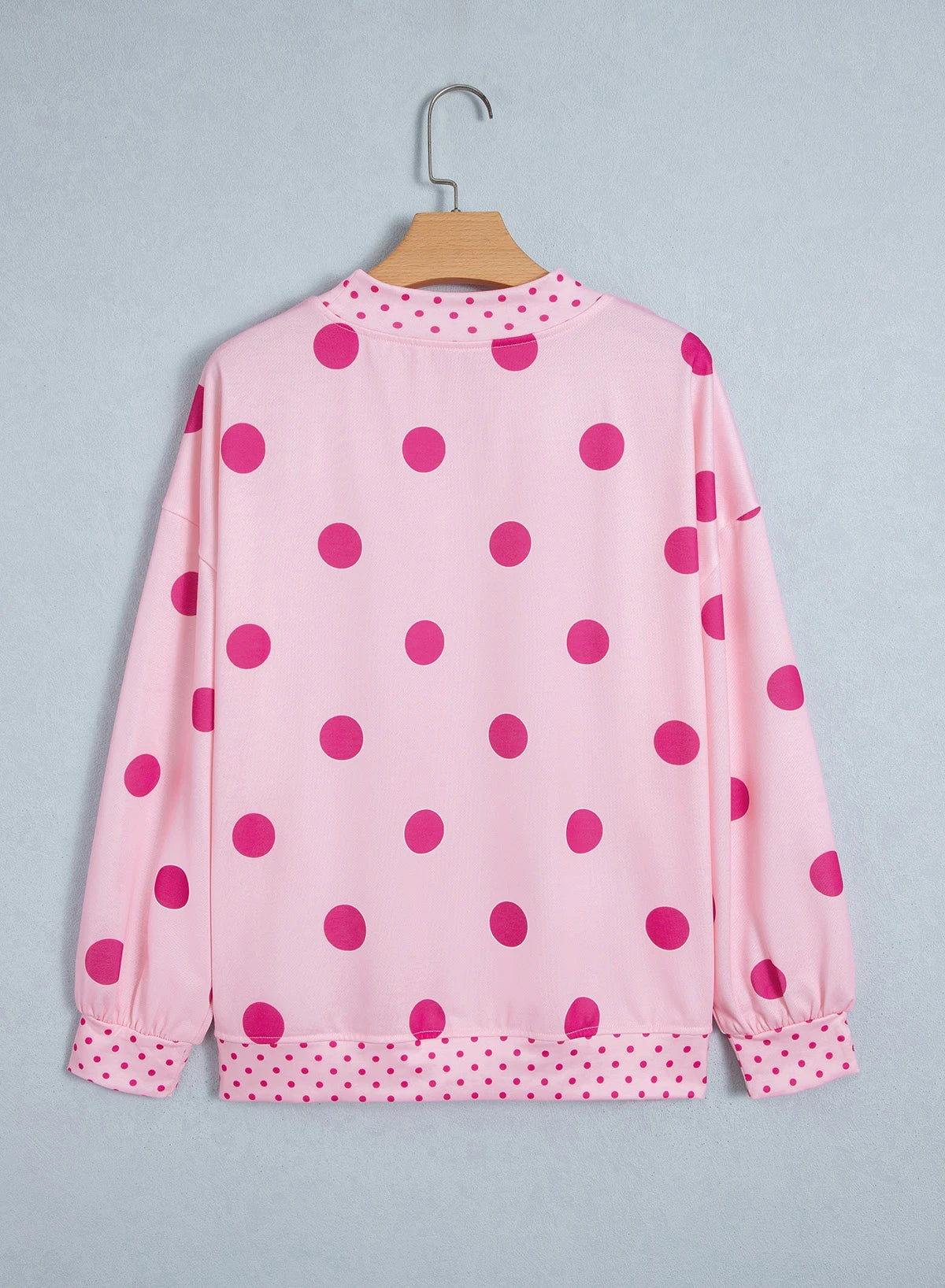 Polka Dot Patchwork Drop Shoulder Oversized Sweatshirt