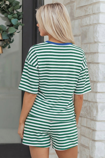 Stripe Terry Knit Top & Shorts Set