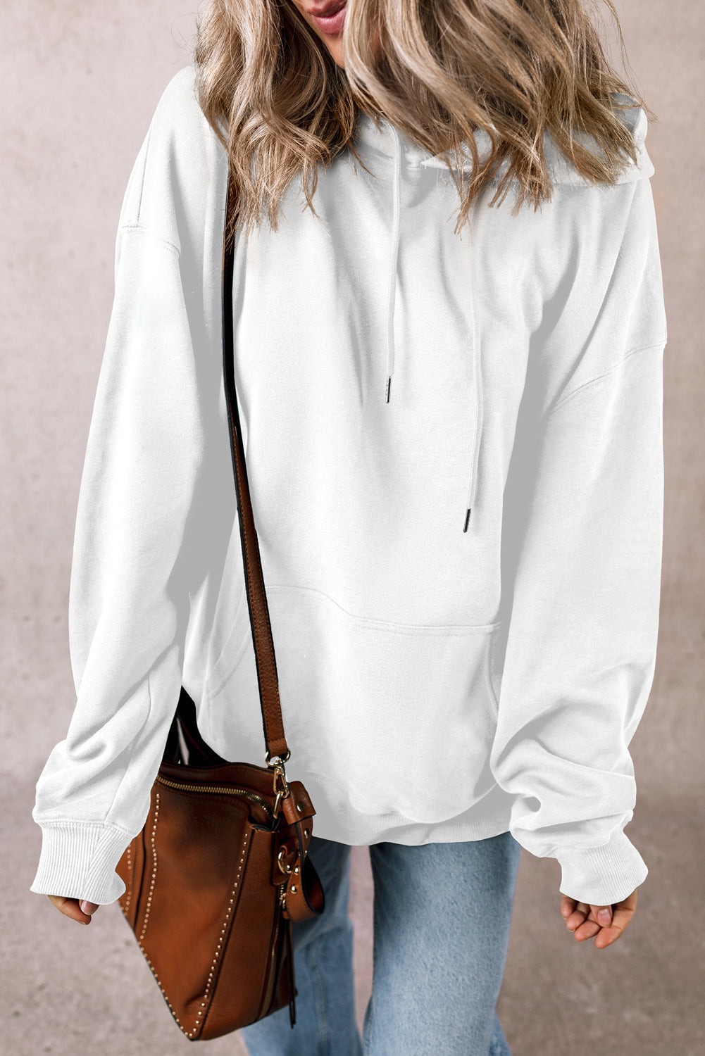 Fleece Lined Pocketed Drawstring Hoodie