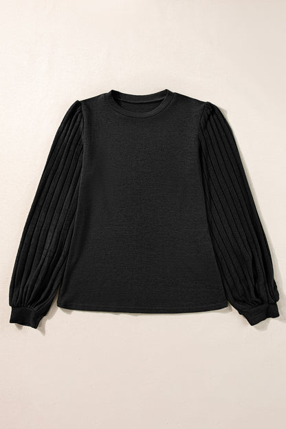 Ribbed Bishop Long Sleeve Top