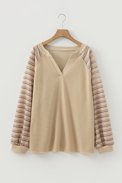 Plus Size Stripe Patchwork Raglan Sleeve Jumper