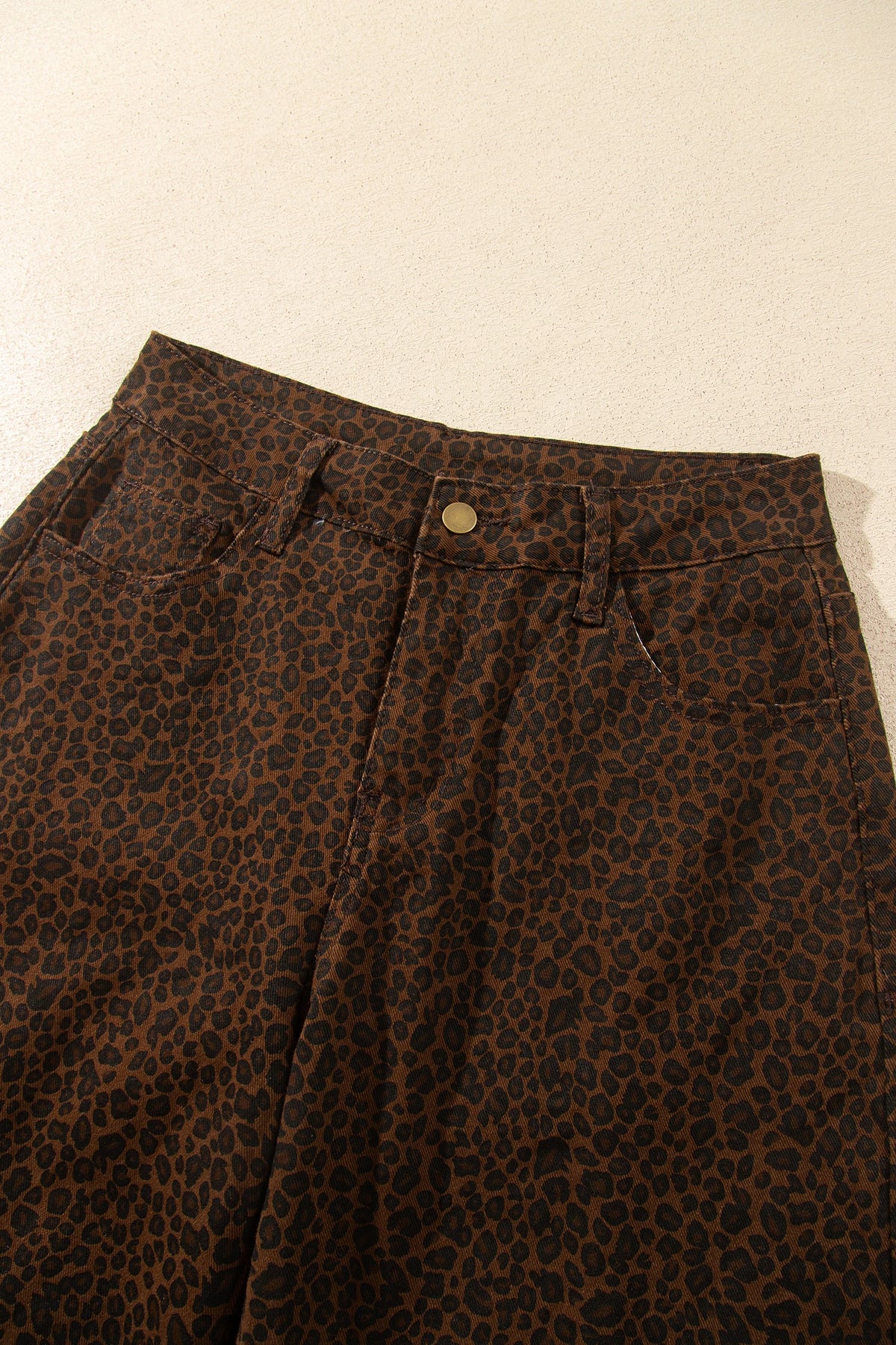 Leopard Denim Wide Leg Jeans