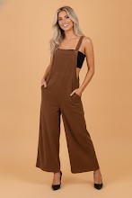 Solid Corduroy Wide Leg Bib Overalls