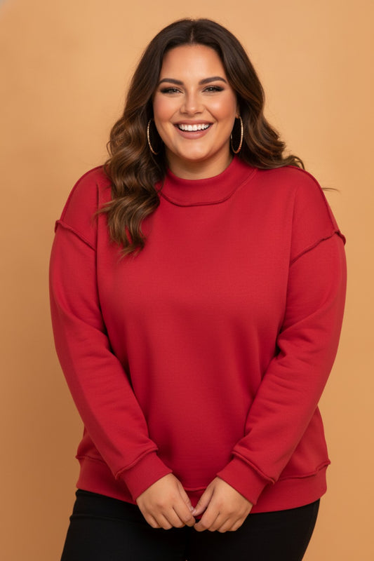 Plus Size Reversible Exposed Seam Double Wear Sweatshirt