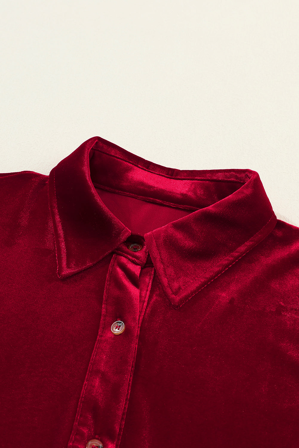 Valentine Velvet Ruffle Buttoned Long Sleeve Dress