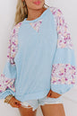 Floral Colorblock Balloon Sleeve Blouse