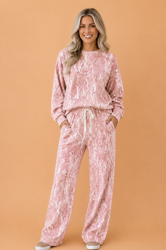 Floral Camo Sweatshirt & Drawstring Pants Set