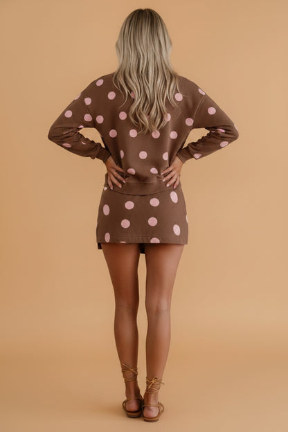 Polka Dot Long Sleeve Top and Mini Skort Set