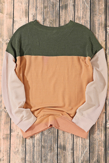 Colorblock Ribbed Long Sleeve Top