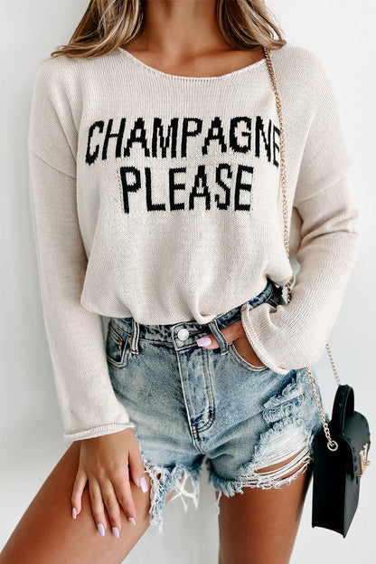 Champagne Please Boatneck Sweater