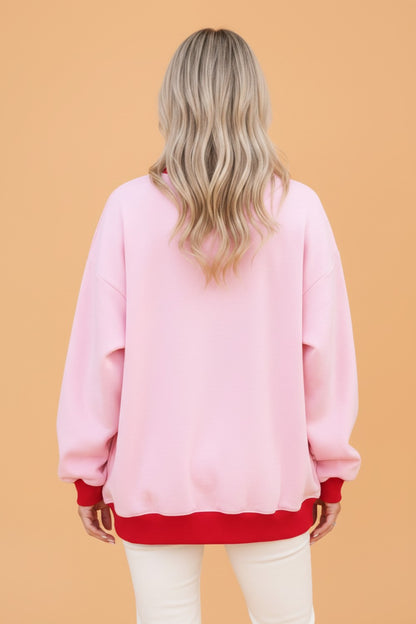 Colorblock Trim Crewneck Long Sleeve Sweatshirt