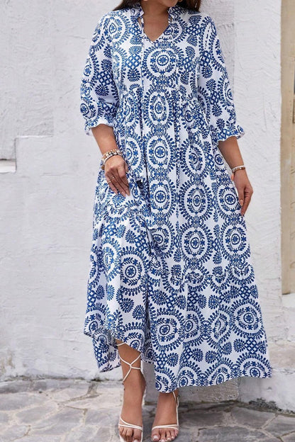 Geometric V-Neck Maxi Dress Plus Size