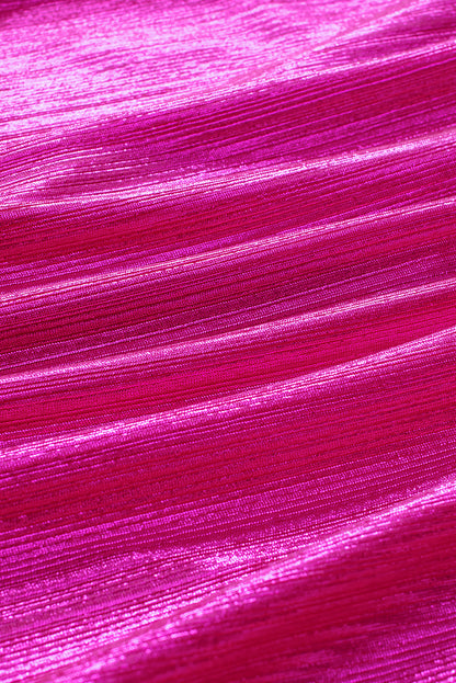 Metallic Bow Tie Ruched Sleeve Backless Blouse