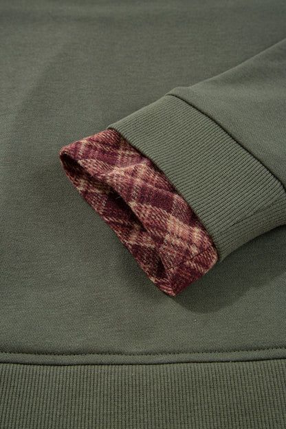 Plaid Patchwork Drop Shoulder Sweatshirt