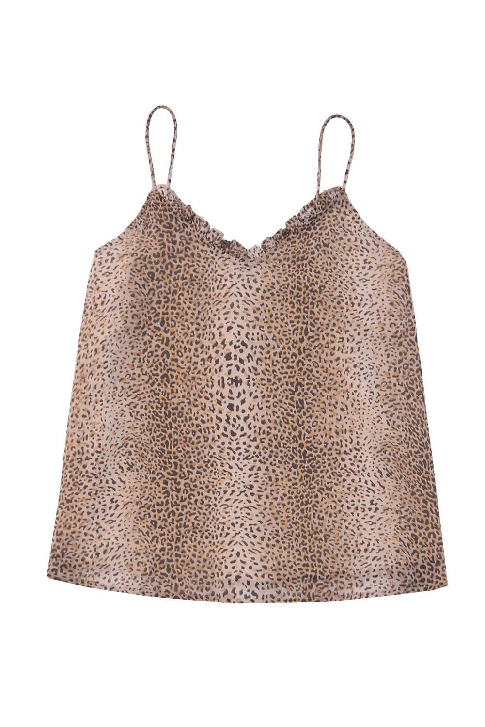 Leopard Frilled V-Neck Shift Tank