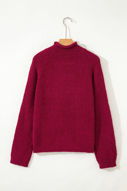 Solid Popcorn Knit Mock Neck Sweater