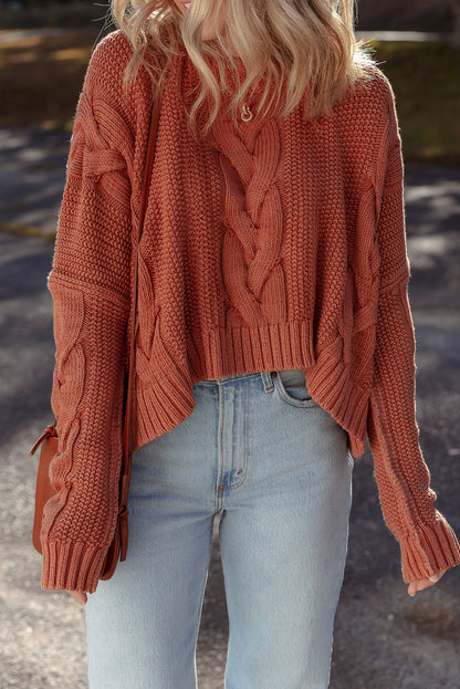Textured Chunky Knit Long Sleeve Sweater