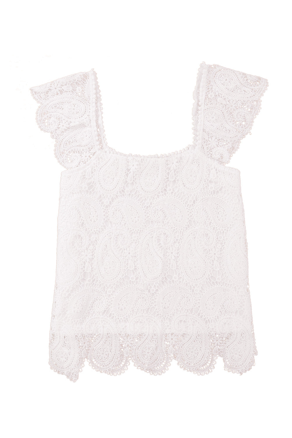 Paisley Lace Scallop Tank Top