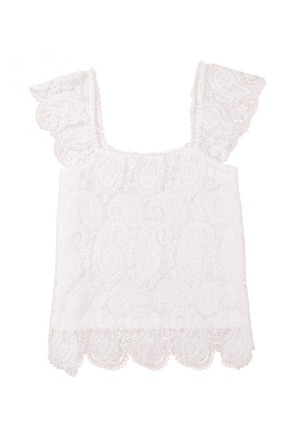 Paisley Lace Scallop Tank Top