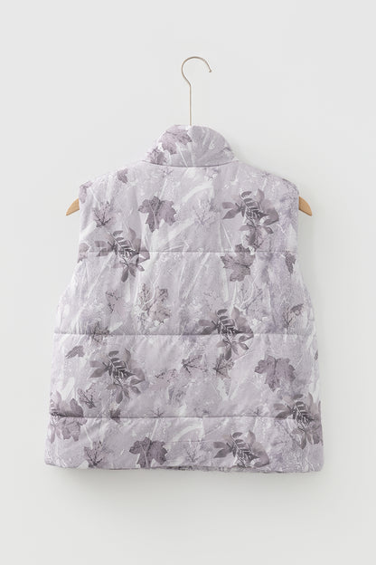 Woodland Camo Collared Sleeveless Puffer Vest