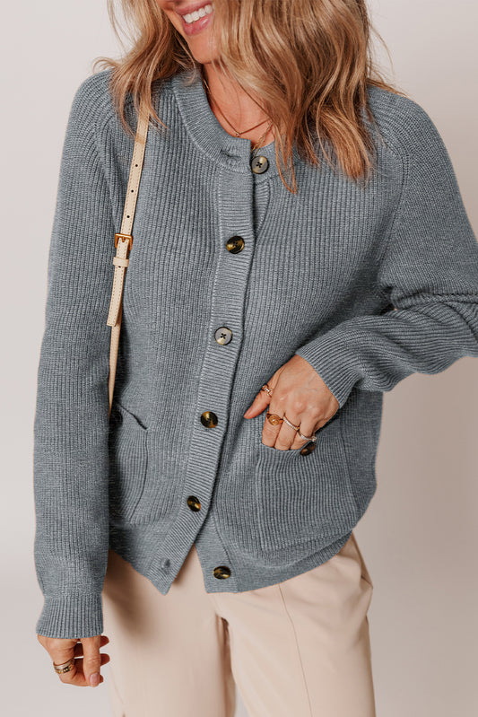 Chunky Knit Button-Front Cardigan Sweater