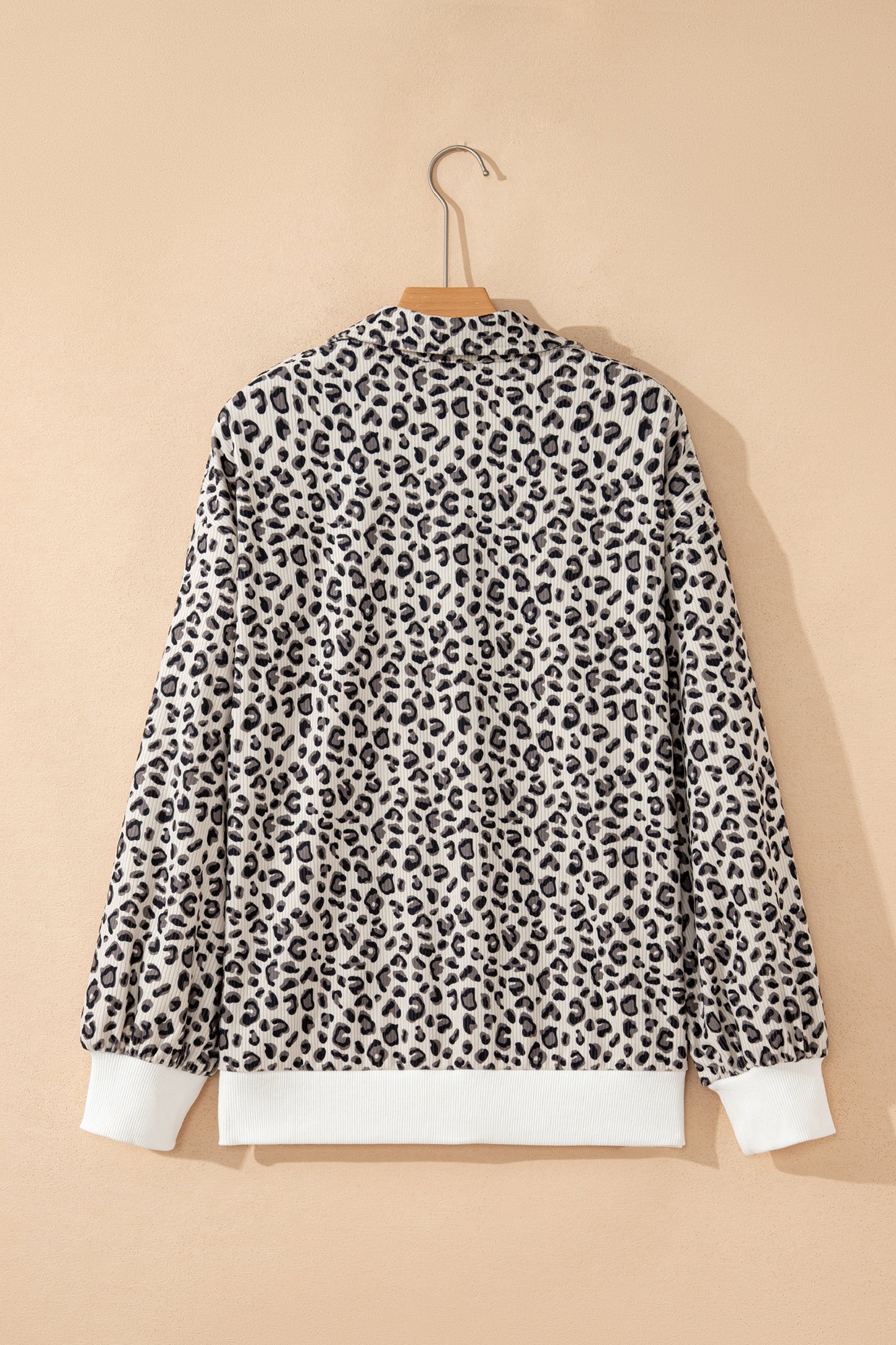 Leopard Corduroy Quarter-Zip Sweatshirt