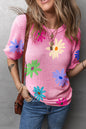 Floral Textured Puff Sleeve T-Shirt