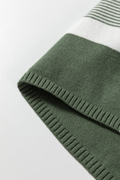 Stripe Colorblock Patchwork Dolman Sleeve Sweater