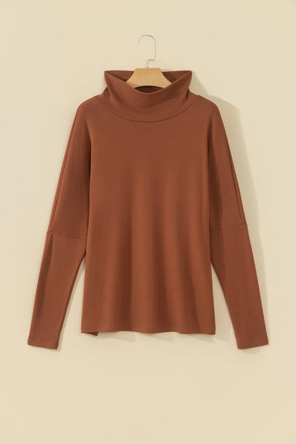 Solid Turtleneck Dolman Long Sleeve Top