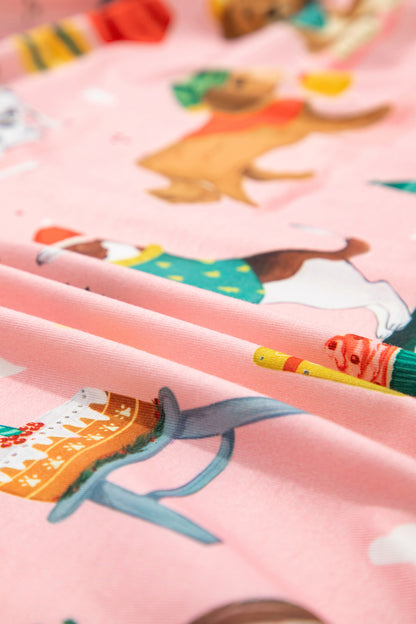 Christmas Dog Collared Top & Pants Pajama Set