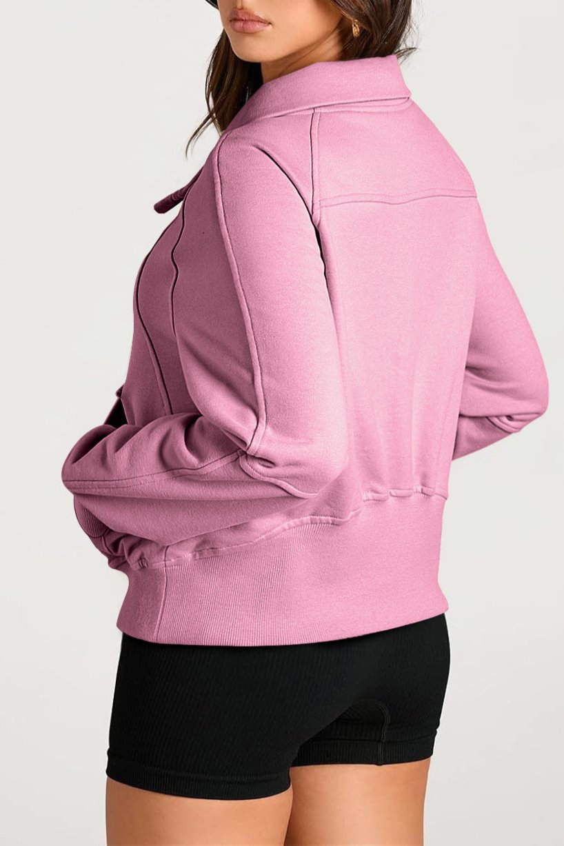 Quarter Zip Kangaroo Pocket Sweatshirt