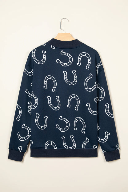 Western Horseshoe Graphic Mock Neck Sweatshirt