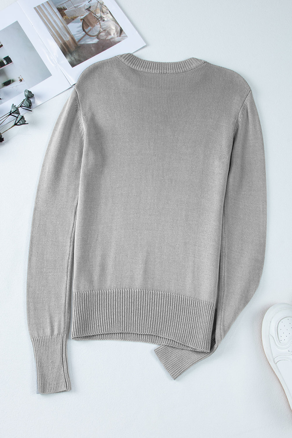 Solid Long Thumbhole Sleeve Sweater