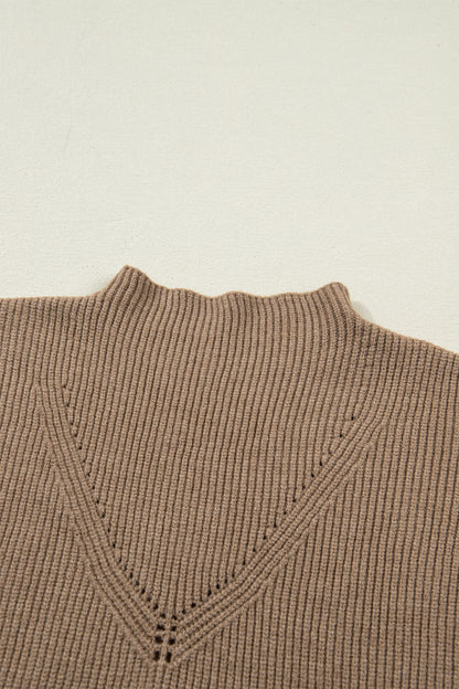 Solid Ribbed Knit Mock Neck Sleeveless Sweater