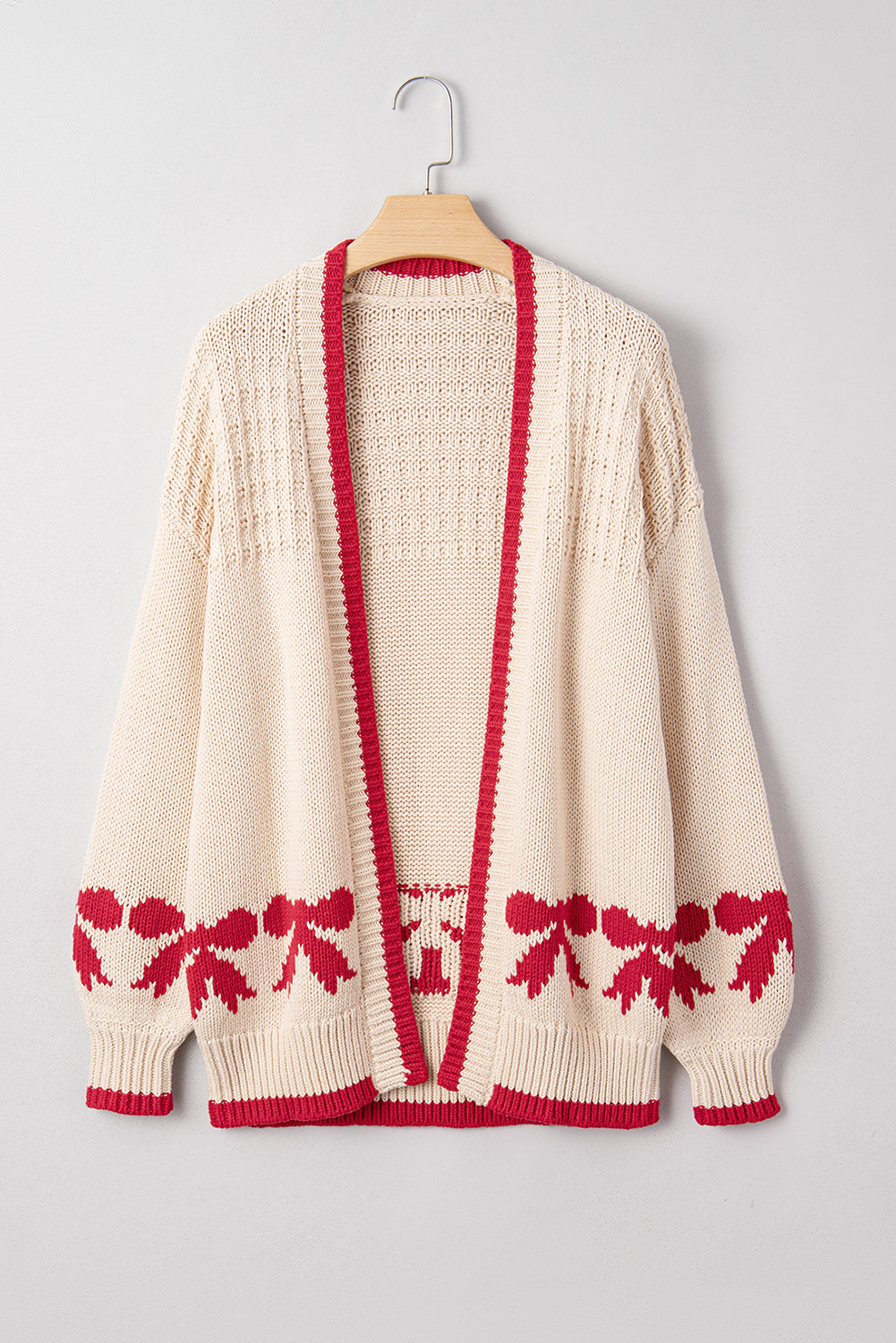 Valentine Bow Tie Textured Open-Front Cardigan