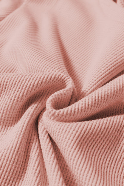 Solid Waffle Knit Long Sleeve Top