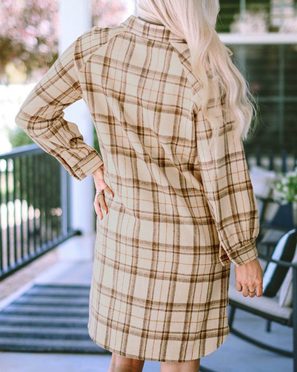 Plaid Buttoned Loose Shirt Dress