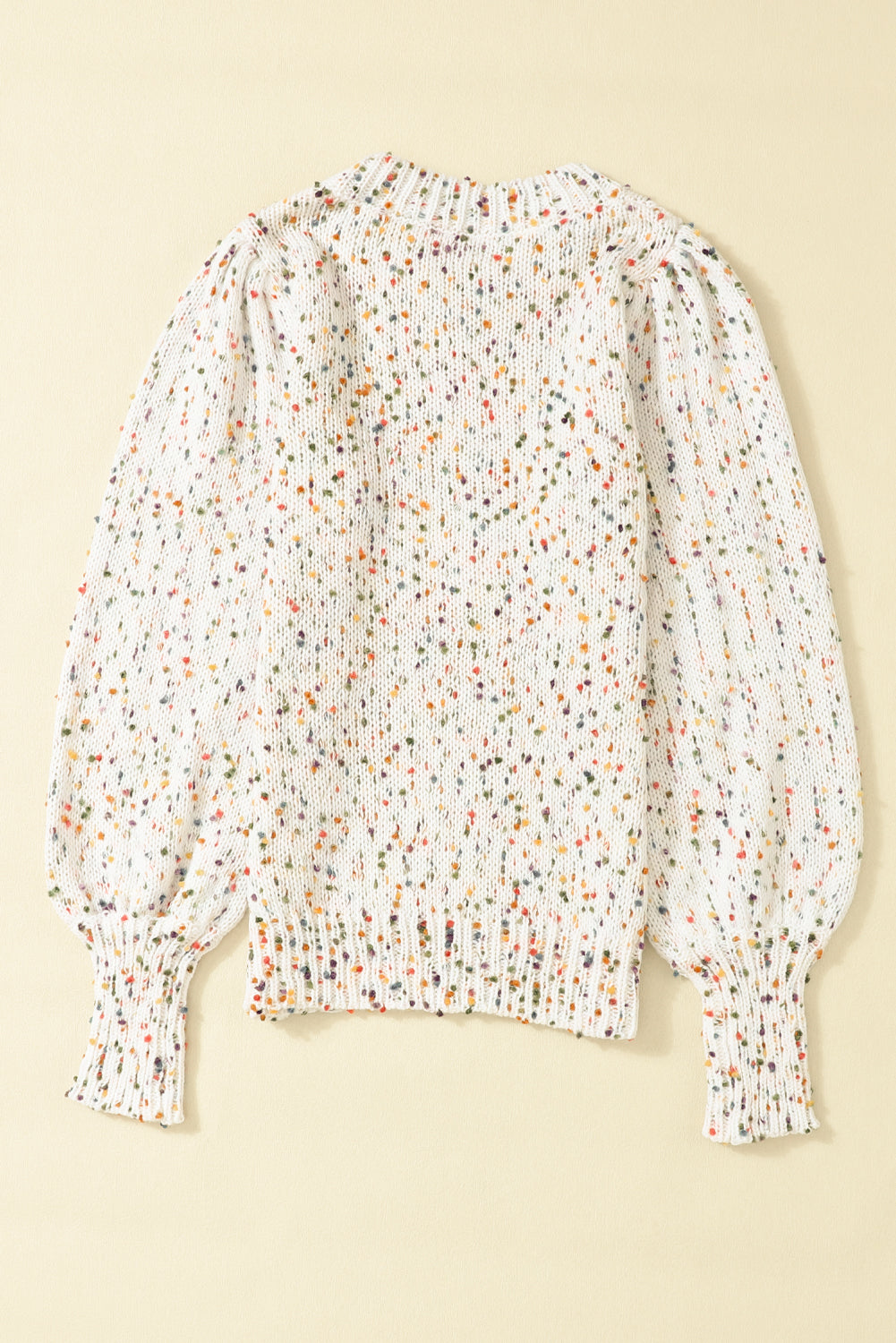 Dotted Popcorn Puff Sleeve Sweater