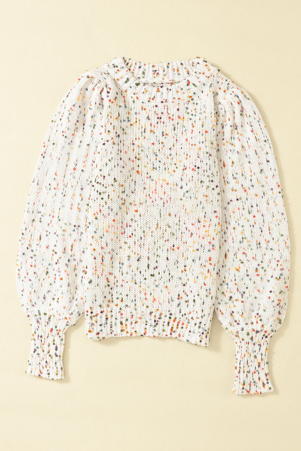 Dotted Popcorn Puff Sleeve Sweater