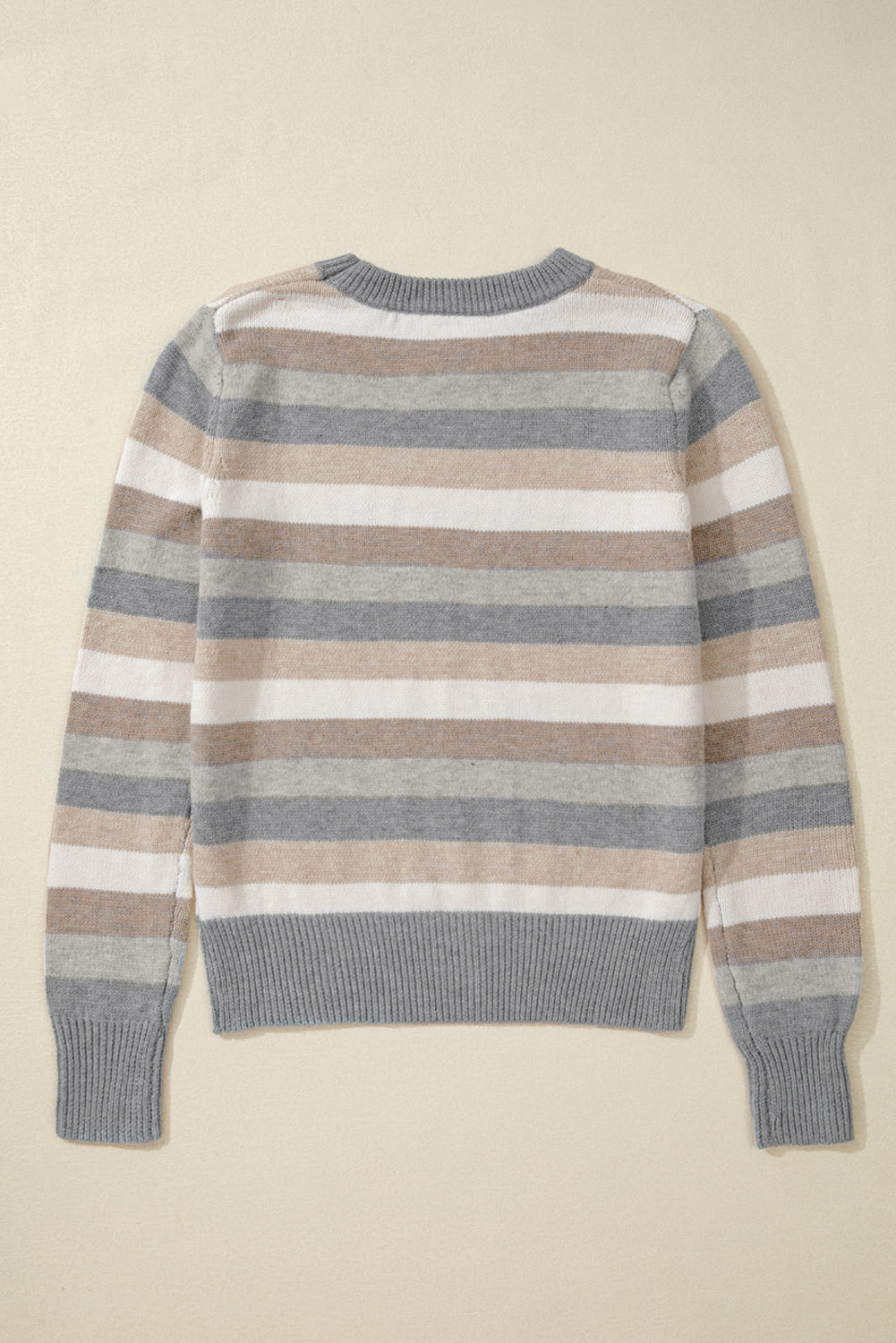 Stripe Colorblock Round Neck Sweater