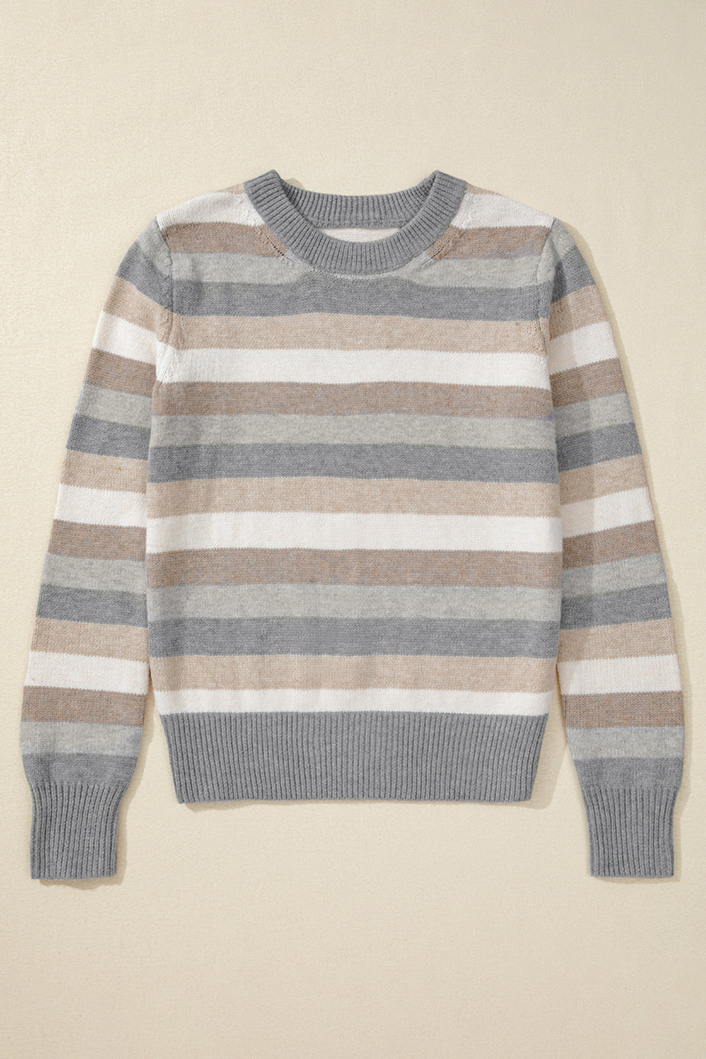 Stripe Colorblock Round Neck Sweater