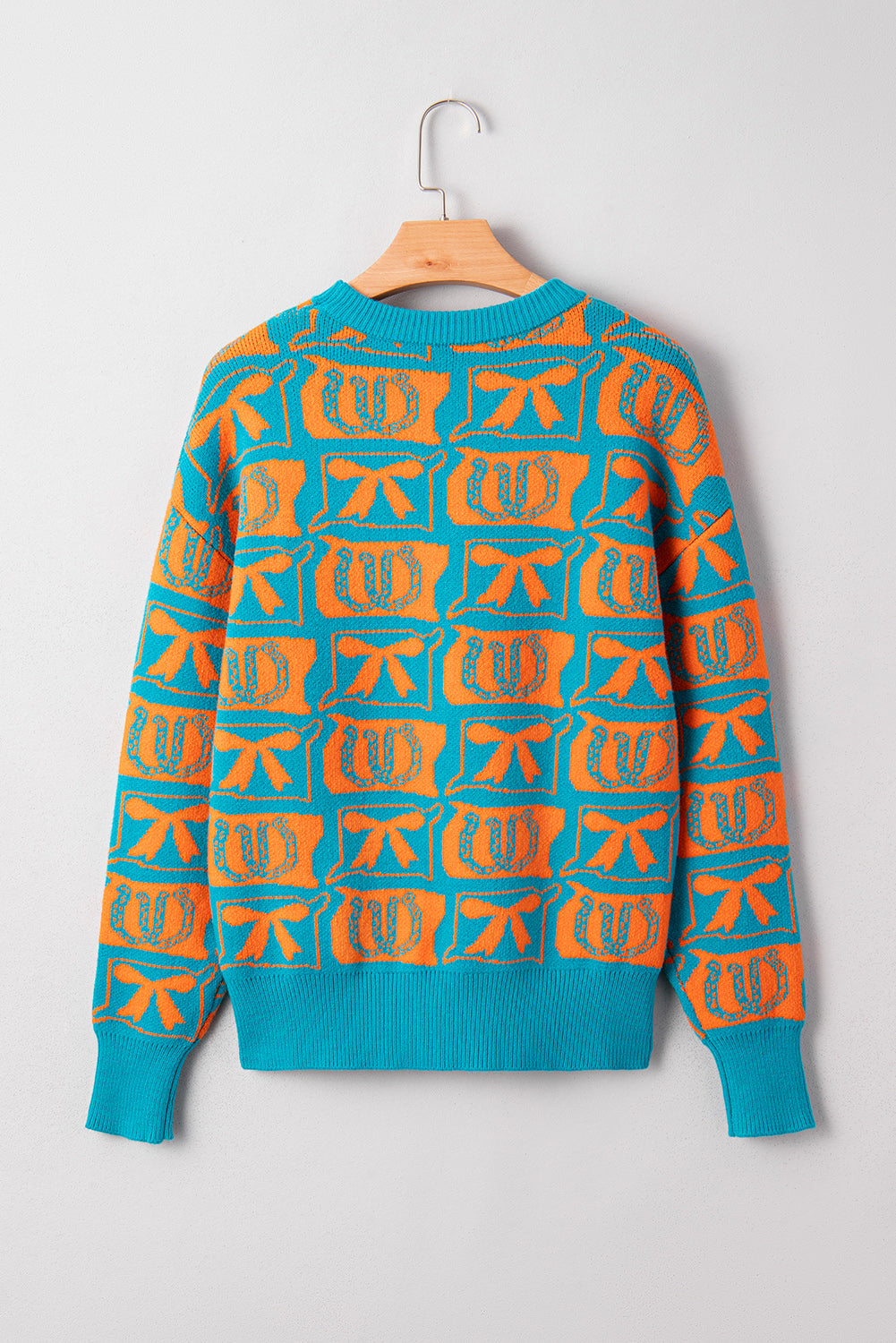 Western Bows & Horseshoes Long Sleeve Sweater