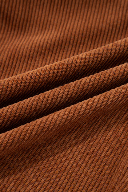 Solid Corduroy Drawstring Elastic Waist Pants