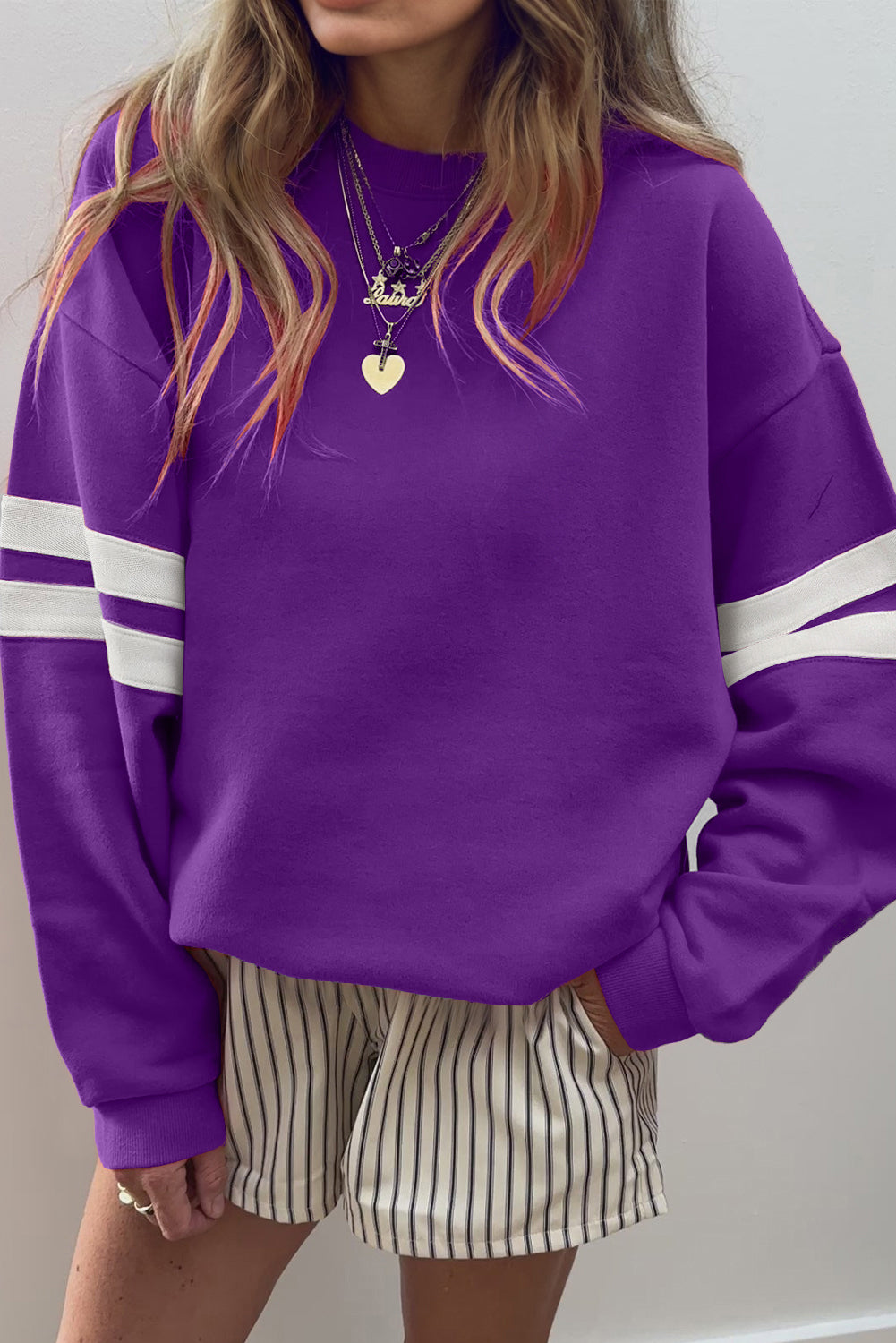 Varsity Stripe Drop Shoulder Oversized Sweatshirt