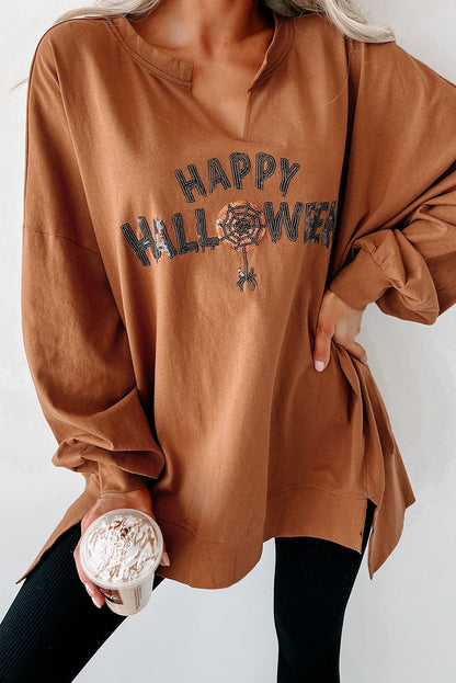 Happy Halloween Sequin Long Sleeve Top